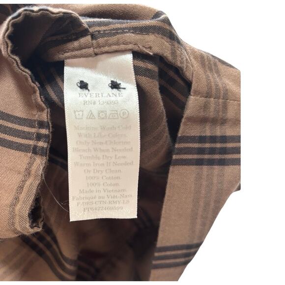 Everlane The Field Mini Shirt Dress | Mocha Brown Plaid Cotton | Oversized Fit - Picture 7 of 7